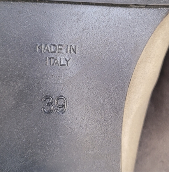 Women's Tan and Gray Leather Buckle Shoes Chunky Heel Grandpacore 39 - Picture 12 of 13